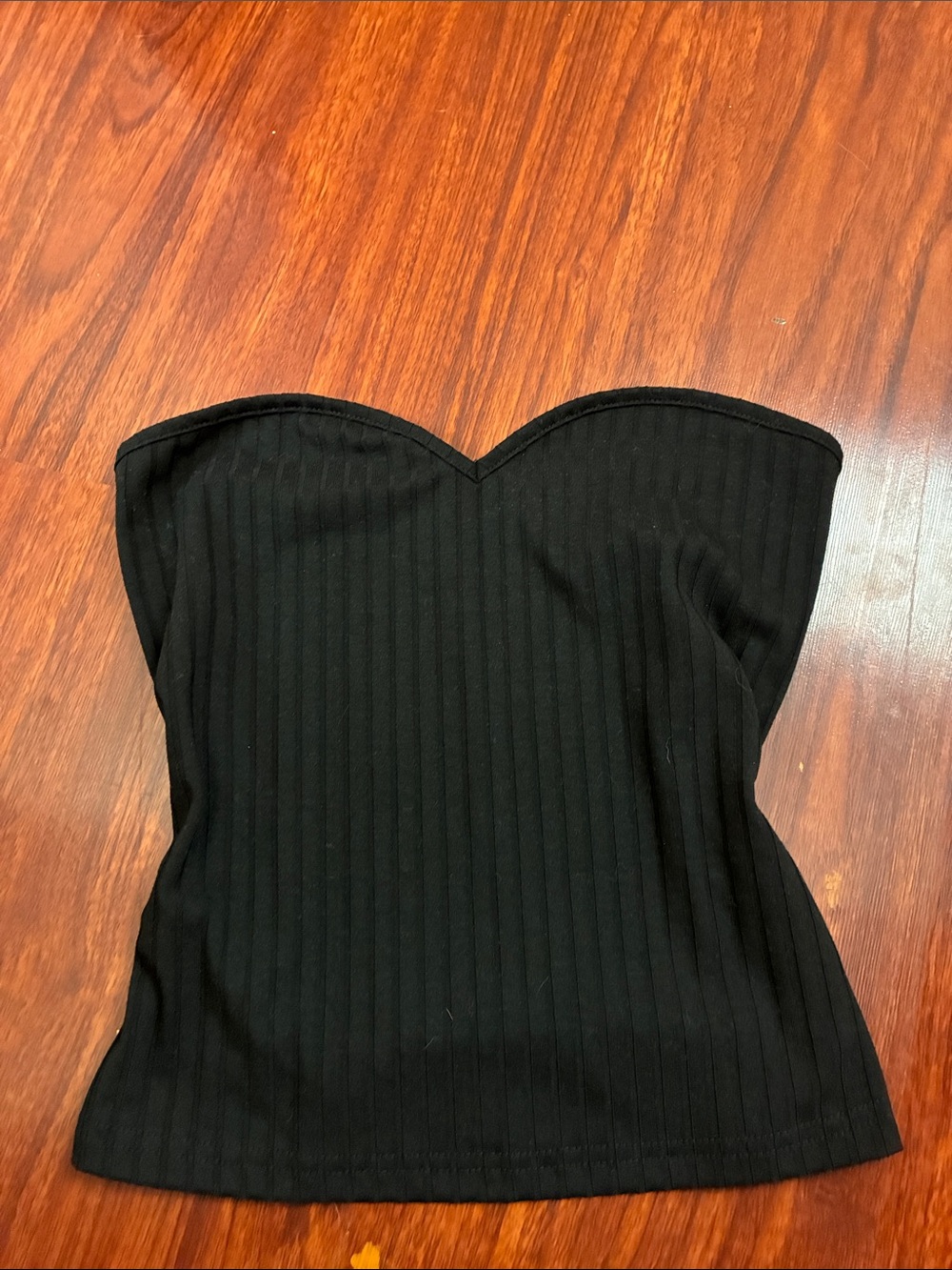 Black Ribbed Strapless Crop Top
